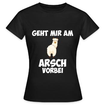 Alpaka Lama Spruch Geht Mir Am Arsch Vorbei - Frauen T-Shirt - Schwarz - Vorne - AI Model Female 172 dark (172cm)