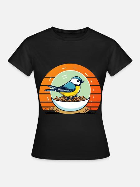 Vogelfütterung - Frauen T-Shirt - Schwarz