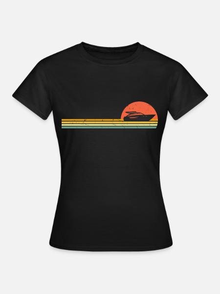 Retro Boat Vintage Motorboat Yacht Sport Boat - Women's T-Shirt - black