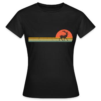 Cerf Rétro Vintage Woodland Animal Cerf Chasse Cerf Rouge - T-shirt Femme - noir - Devant - AI Model Female 172 dark (172cm)