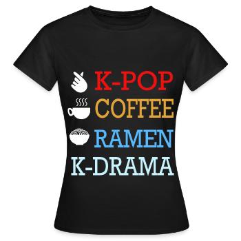 K-Pop Café Korea Pop Kdrama Kpop Corée - T-shirt Femme - noir - Devant - AI Model Female 172 dark (172cm)
