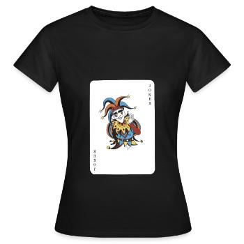 Playing Card Joker - Women's T-Shirt - black - Front - AI Model Female 172 dark (172cm)