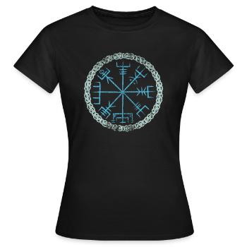 Wikinger nordische Mythologie Kompass Vegvisir - Frauen T-Shirt - Schwarz - Vorne - AI Model Female 172 dark (172cm)