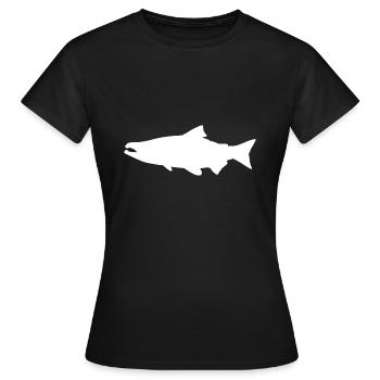 Lachs Silhouette Forelle Angeln Geschenk - Frauen T-Shirt - Schwarz - Vorne - AI Model Female 172 dark (172cm)