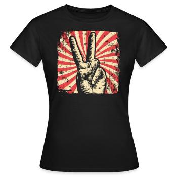 Peace Friedensbewegung - Frauen T-Shirt - Schwarz - Vorne - AI Model Female 172 dark (172cm)