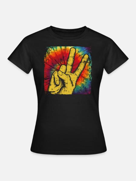 Peace Frieden Hippie - Frauen T-Shirt - Schwarz