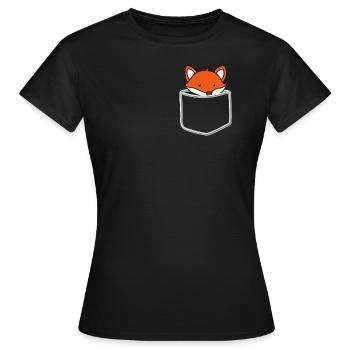 Fox Pocket - sac, renard, cadeau - T-shirt Femme - noir - Devant - AI Model Female 172 dark (172cm)
