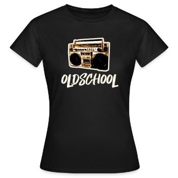 oldschool retro ghetto blaster hiphop - Women's T-Shirt - black - Front - AI Model Female 172 dark (172cm)