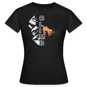 Climb Faultier - Klettern, Bouldern, Berg - Frauen T-Shirt - Schwarz - Vorne - AI Model Female 172 dark (172cm)