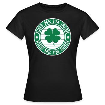 embrasse moi je suis irlandais - T-shirt Femme - noir - Devant - AI Model Female 172 dark (172cm)