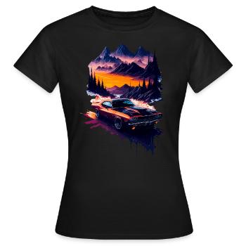 Klassischer Sportwagen - Frauen T-Shirt - Schwarz - Vorne - AI Model Female 172 dark (172cm)