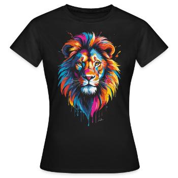 Mehrfarbiger Löwe - Frauen T-Shirt - Schwarz - Vorne - AI Model Female 172 dark (172cm)