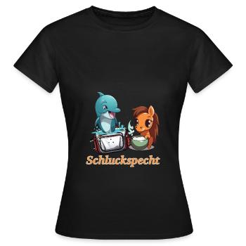 Schluckspecht Delphin Bauchtasche Party Mallorca - Frauen T-Shirt - Schwarz - Vorne - AI Model Female 172 dark (172cm)