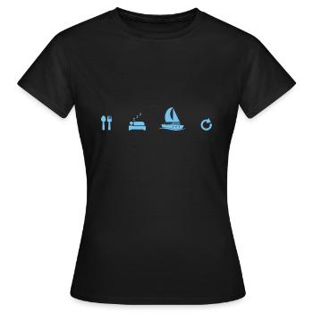 Segelboot Kapitän Spruch Zum Segeln - Frauen T-Shirt - Schwarz - Vorne - AI Model Female 172 dark (172cm)