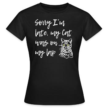 Désolé que le chat soit sur les genoux - T-shirt Femme - noir - Devant - AI Model Female 172 dark (172cm)