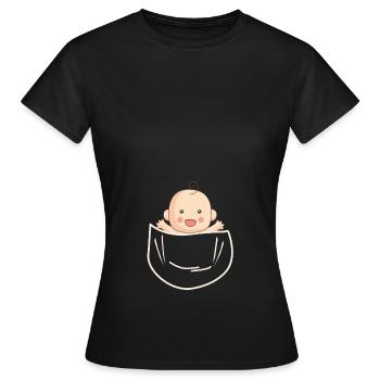 Ventre grossesse bébé maman enceinte - T-shirt Femme - noir - Devant - AI Model Female 172 dark (172cm)