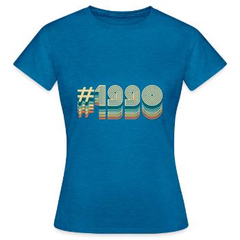 32 Geburtstag Jahrgang 1990 - Frauen T-Shirt - Antikblaues Saphir meliert - Vorne - AI Model Female 172 dark (172cm)
