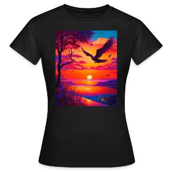 Graphisme de l’œuvre d’art des formes de couleurs majestueusement vives - T-shirt Femme - noir - Devant - AI Model Female 172 dark (172cm)