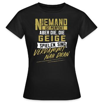 Geige Geiger Fidel Geigenspieler Geschenk - Frauen T-Shirt - Schwarz - Vorne - AI Model Female 172 dark (172cm)