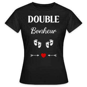 Double bonheur - T-shirt Femme - noir - Devant - AI Model Female 172 dark (172cm)