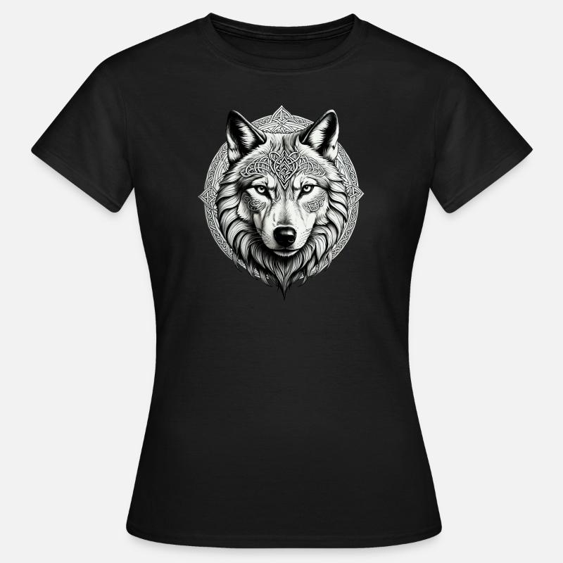 Wolf with Celtic Knot 01 - Women's T-Shirt - black