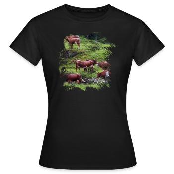 Vaches laitières sur l’air - T-shirt Femme - noir - Devant - AI Model Female 172 dark (172cm)