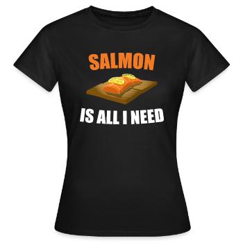 Lachs - Frauen T-Shirt - Schwarz - Vorne - AI Model Female 172 dark (172cm)