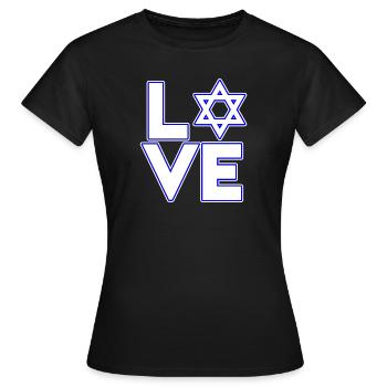 Jewish Hanukkah with Star of David - Love - Women's T-Shirt - black - Front - AI Model Female 172 dark (172cm)