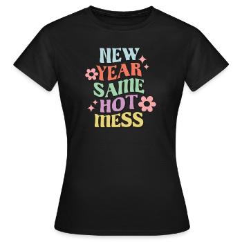 New Year Same Me New Year's Eve Happy New Year - Women's T-Shirt - black - Front - AI Model Female 172 dark (172cm)