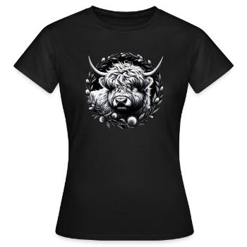 Monochrome Highland Cattle - Women's T-Shirt - black - Front - AI Model Female 172 dark (172cm)