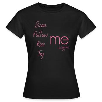 scan follow kiss try me humour réseau social rose - T-shirt Femme - noir - Devant - AI Model Female 172 dark (172cm)