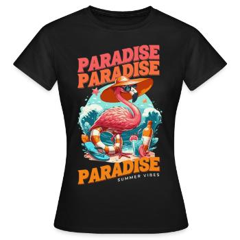 PARADISE SUMMER VIBES - Frauen T-Shirt - Schwarz - Vorne - AI Model Female 172 dark (172cm)