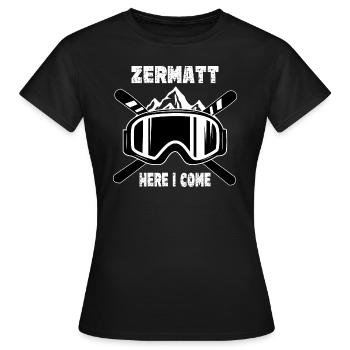 Zermatt Ski Sknowboard - Frauen T-Shirt - Schwarz - Vorne - AI Model Female 172 dark (172cm)