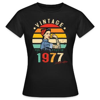 1977 Vintage Édition limitée Cadeau Femmes - T-shirt Femme - noir - Devant - AI Model Female 172 dark (172cm)