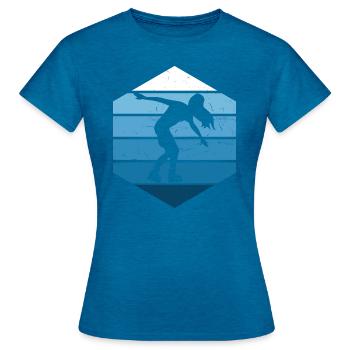 Rollers Roller Skating Hommes Rollers - T-shirt Femme - bleu saphir antique chiné - Devant - AI Model Female 172 dark (172cm)