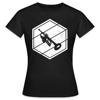 Trompettes Trompettes Hommes Trompettes Jouant de Trompette - T-shirt Femme - noir - Devant - AI Model Female 172 dark (172cm)