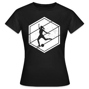 Herren Fussballspieler Fussballspielen Fussball - Frauen T-Shirt - Schwarz - Vorne - AI Model Female 172 dark (172cm)