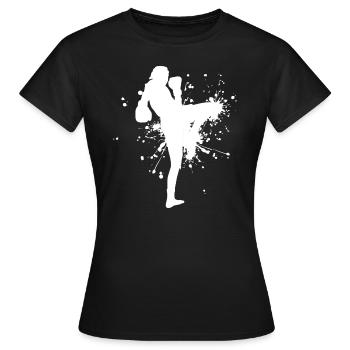 Boxeur Thaï Muay Thaï Boxe Thaï Hommes Boxe Thaï - T-shirt Femme - noir - Devant - AI Model Female 172 dark (172cm)