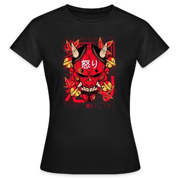 Vintage Red Hannya Demon Tattoo - Women's T-Shirt - black - Front - AI Model Female 172 dark (172cm)