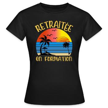 retraitée en formation - T-shirt Femme - noir - Devant - AI Model Female 172 dark (172cm)