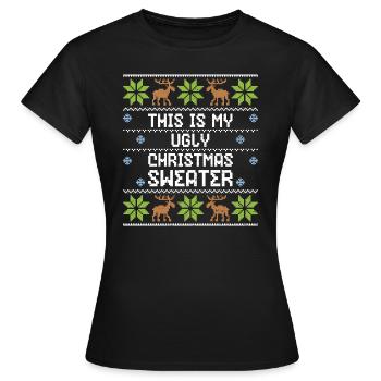 C'est mon pull de Noël laid - Noël laid - T-shirt Femme - noir - Devant - AI Model Female 172 dark (172cm)