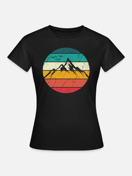 Berge Retro Berg Vintage Wandern Klettern Gebirge - Frauen T-Shirt - Schwarz