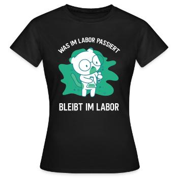 Was im Labor passiert bleibt im Labor MTLA - Frauen T-Shirt - Schwarz - Vorne - AI Model Female 172 dark (172cm)