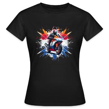 robuste Motorrad T-Shirts niederländischer Patriot - Frauen T-Shirt - Schwarz - Vorne - AI Model Female 172 dark (172cm)