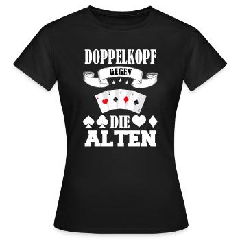Doppelkopf Schafkopf Kartenspiel Stammtisch Alten - Frauen T-Shirt - Schwarz - Vorne - AI Model Female 172 dark (172cm)