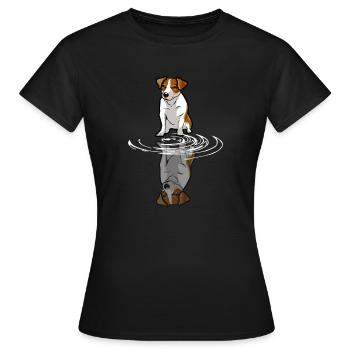 Jack Russel Reflektion im Wasser | Hundeliebhaber - Frauen T-Shirt - Schwarz - Vorne - AI Model Female 172 dark (172cm)
