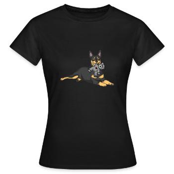 Australian Kelpie Stofftier - Frauen T-Shirt - Schwarz - Vorne - AI Model Female 172 dark (172cm)