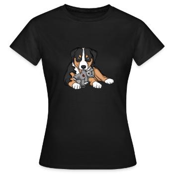 Appenzeller Sennenhund Kuscheltier Hund - Frauen T-Shirt - Schwarz - Vorne - AI Model Female 172 dark (172cm)