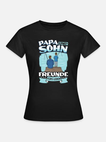 Angeln Vater Sohn Partnerlook - Frauen T-Shirt - Schwarz
