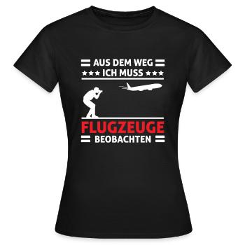 Planespotter Planespotting Flugzeug - Frauen T-Shirt - Schwarz - Vorne - AI Model Female 172 dark (172cm)